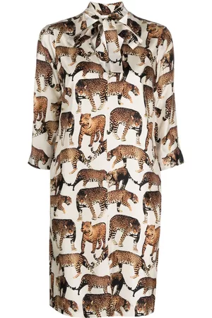 ALBERTO BIANI Vestido camisero con animal print