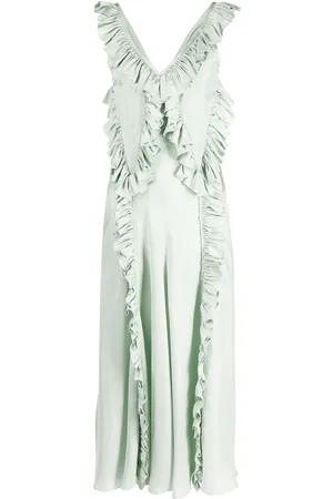 Jil Sander Vestido largo con detalle de volantes