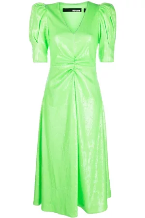 ROTATE Vestido midi de lentejuelas con cuello en V