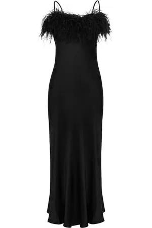 Sleeper Slip dress Boheme con ribete de plumas