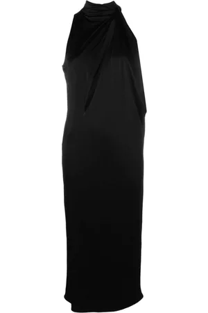 VERSACE Vestido midi con cuello halter
