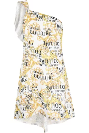 VERSACE Vestido con un tirante y logo estampado