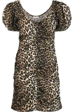 Ganni Vestido con motivo de leopardo