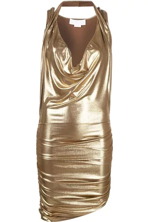 GENNY Vestido metalizado con cuello desbocado