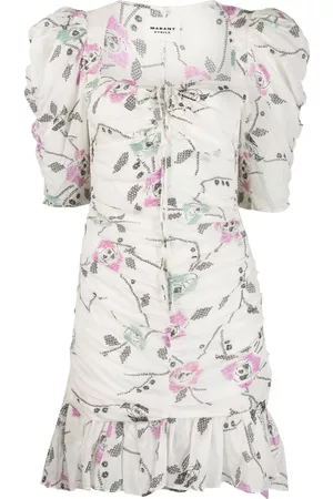 Marant Etoile Vestido corto Galdino fruncido con motivo floral