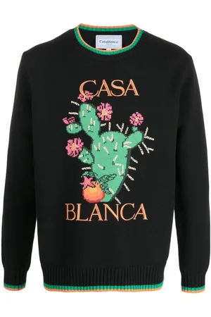Casablanca Jersey con motivo floral en intarsia