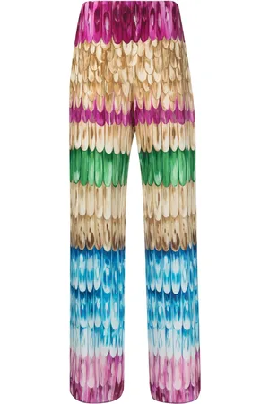 VALENTINO GARAVANI Pantalones anchos con plumas estampadas