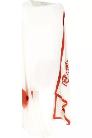 Salvatore Ferragamo Vestido midi drapeado estampado