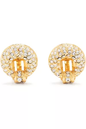 Saint Laurent Pendientes de clip con apliques de strass 1990