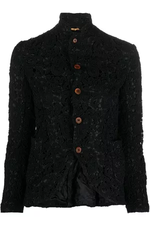 Comme des Garçons Abrigo con botones y bordado floral