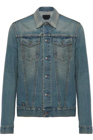 Prada Chaqueta vaquera tipo blusón con logo triangular