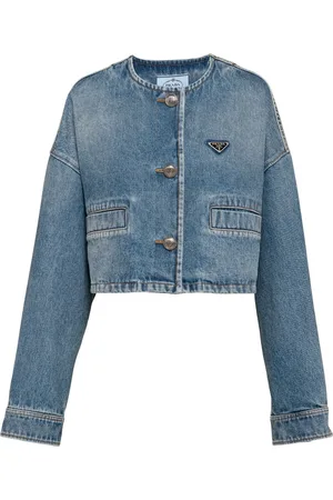 Prada Chaqueta vaquera tipo blusón con logo triangular