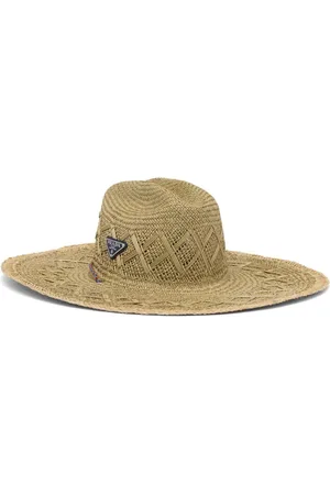 Prada Sombrero de paja con logo triangular