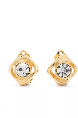 Saint Laurent Pendientes de clip con aplique de strass 1990