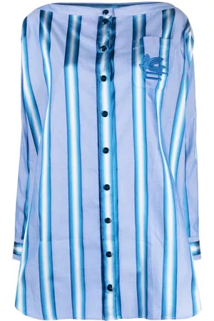 Etro Vestido camisero a rayas verticales con manga larga