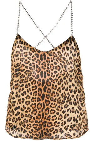 Philipp Plein Top de tirantes con estampado de leopardo