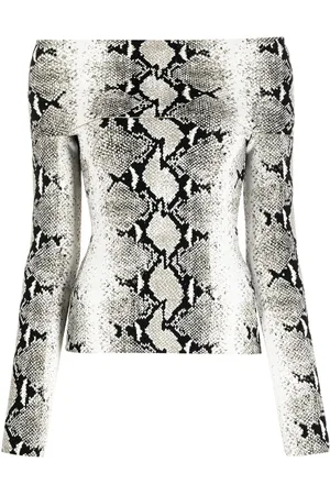 Khaite Top con hombros descubiertos y piel de serpiente estampada