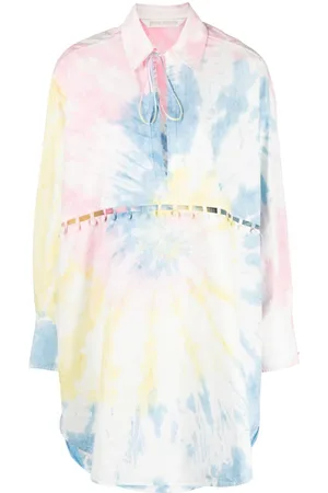 Palm Angels Vestido camisero con estampado tie-dye