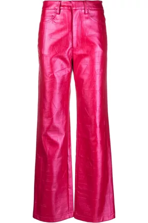 ROTATE Pantalones metalizados con logo en relieve
