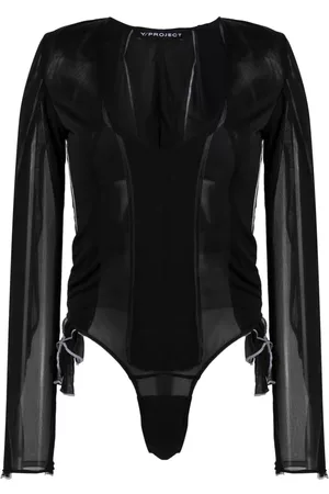 Body negro de manga larga con botón gemelo, Elisabetta Franchi, Mujer