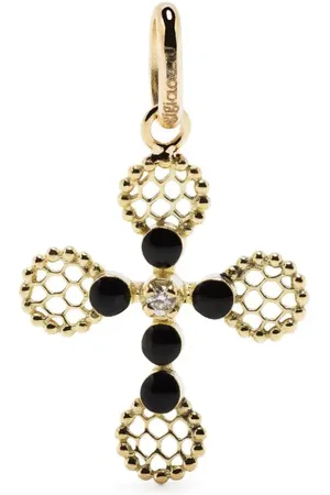 GIGI CLOZEAU Colgante Lace Cross en oro amarillo de 18kt con diamantes