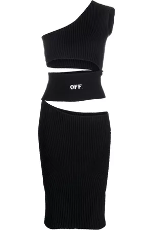 OFF-WHITE Vestido midi con abertura y logo estampado