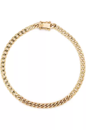 EF Collection Pulsera de cadena barbada en oro amarillo de 14kt con diamantes