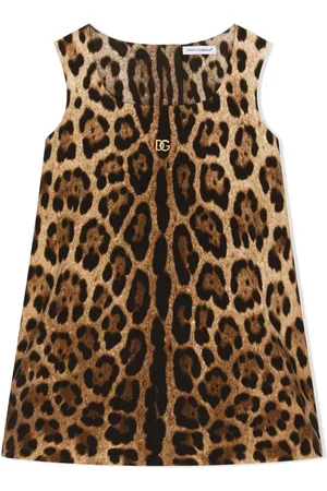 Dolce & Gabbana Vestido midi Interlock con estampado de leopardo