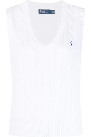 Ralph Lauren Chaleco de punto con bordado Polo Pony y cuello en V