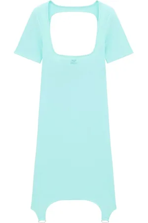 Courrèges Vestido corto con cuello cuadrado