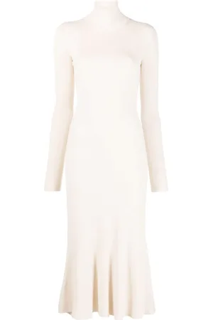 Balenciaga Vestido midi con cuello alto