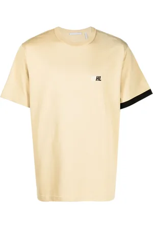Helmut Lang Camiseta Slant Logo con cuello redondo