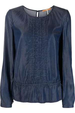 HUGO BOSS Top vaquero con dobladillo de volantes