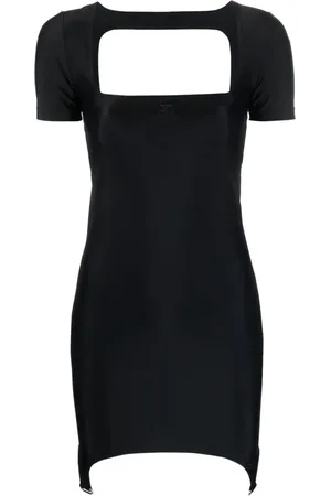 Courrèges Vestido corto con cuello cuadrado