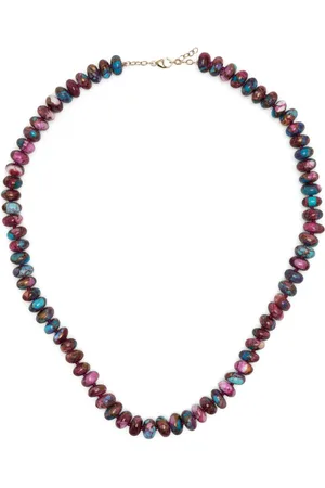JIA JIA Collar Purple Dahlia en oro amarillo de 14kt con turquesas