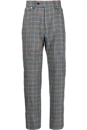 SONGZIO Pantalones a cuadros con cremallera