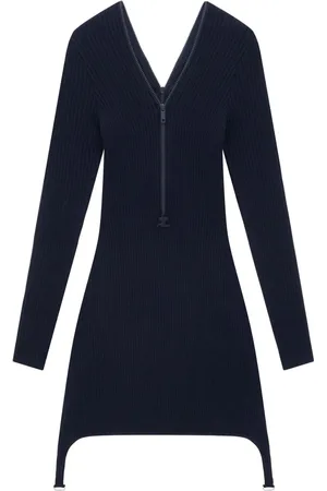 Courrèges Vestido de canalé con cremallera