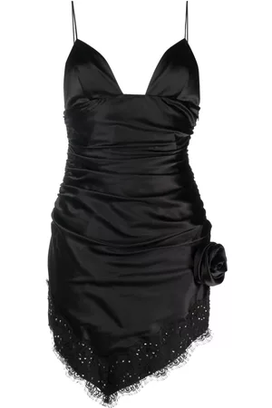 Alessandra Rich Minivestido asimétrico con aplique de rosas