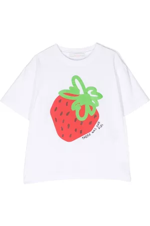 Camiseta corta niña estampada, mangas cortas, fresa
