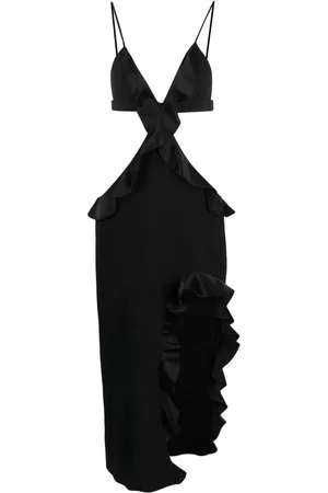 DAVID KOMA Vestido asimétrico con ribete de volantes