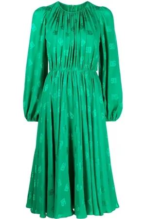 Dolce & Gabbana Vestido acampanado midi con logo estampado