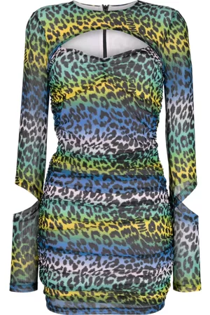Ganni Vestido corto con estampado de leopardo