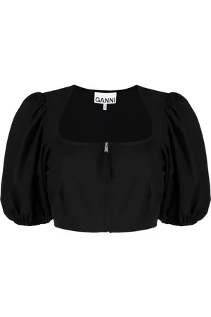 Ganni Blusa corta de manga farol