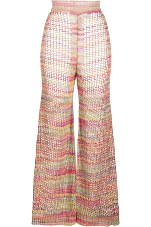 LANEUS Pantalones acampanados de punto flojo