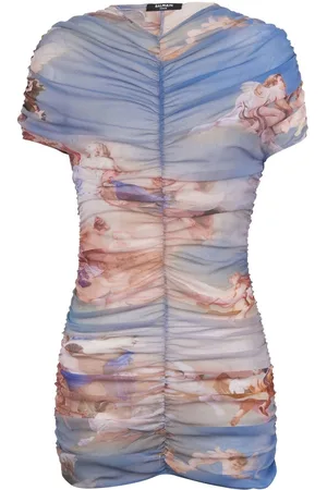 Balmain Vestido de tul con motivo abstracto