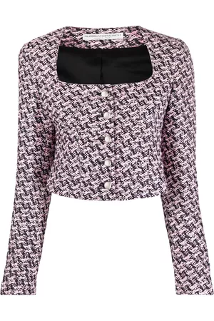 Alessandra Rich Chaqueta corta con motivo de pied de poule