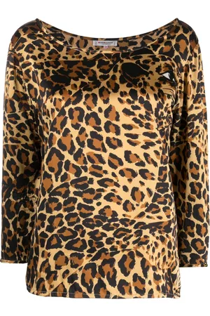 Saint Laurent Blusa con motivo de leopardo 1980