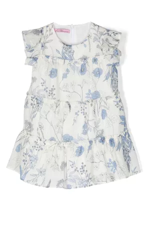 MISS BLUMARINE Vestido con motivo floral y volante