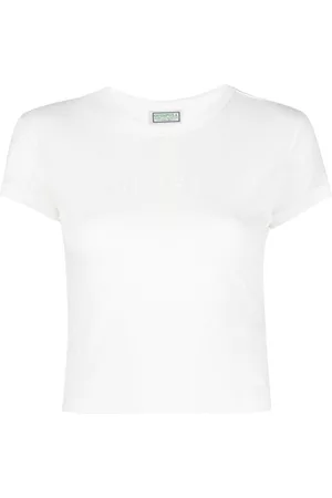 GUESS Camiseta de manga corta con logotipo adornado para mujer