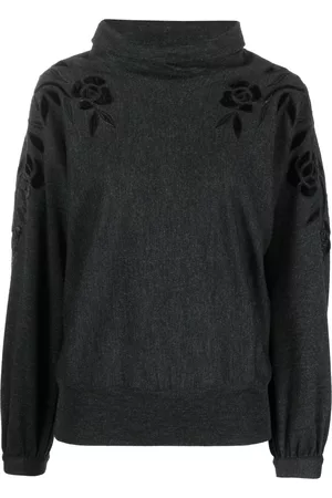 VALENTINO GARAVANI Jersey con bordado floral y cuello vuelto 1980